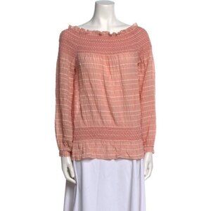 TORY BURCH Women's Top Size 6 SILK Blend Pink Chiffon LS Off‎ Shoulder 13121197